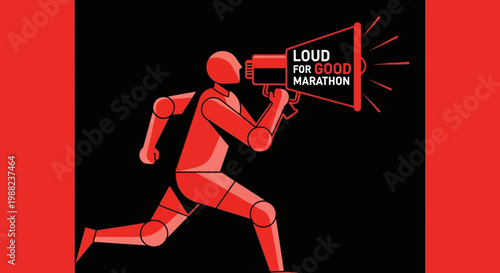 Illustration Of Loudmouth Figure Announcing In A Marathon For A Worthy Cause