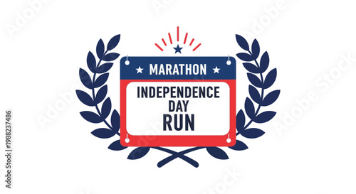 Independence Day Marathon Run: Celebratory Design with American Flag Elements