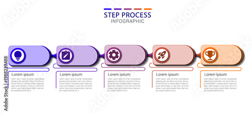 Step process infographic 3D style for business workflow presentation