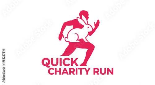 Illustration Of Running Figure and Bunny For Quick Charity Run Promotional Graphic