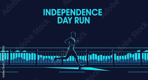 Independence Day Run: A Silhouette Runner, Depicting Freedom, and Celebration of Patriotism