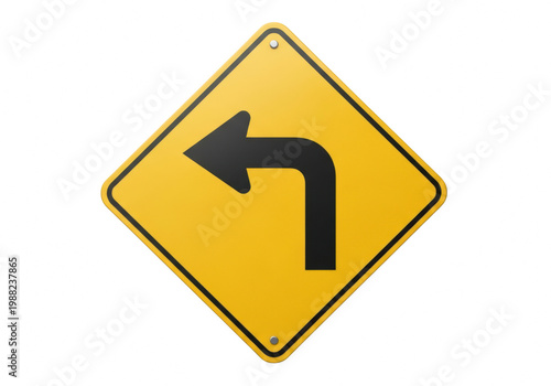 Yellow diamond shaped road sign with black arrow indicating a left turn ahead isolated on transparent background for traffic navigation Free Download Yellow diamond shaped road sign with black arrow indicating a left turn ahead isolated on transparent background for traffic navigation - GFXLoad