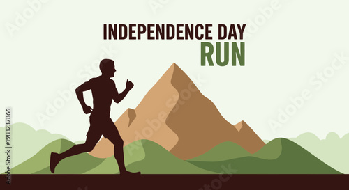 Independence Day Run: A Silhouette Runner Conquering Mountains and Embracing Freedom