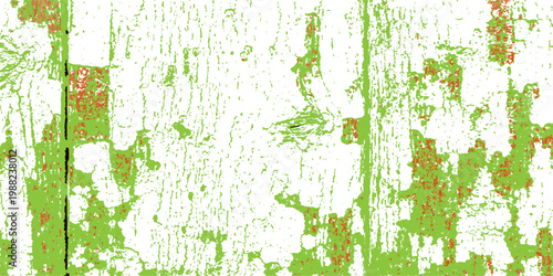 Vintage weathered wooden wall backdrop featuring a textured pattern of green grass and flowers with a rustic aged surface design