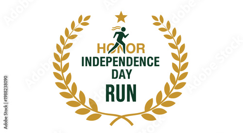Independence Day Run Celebrated With Green And Gold Design For Patriotic Events