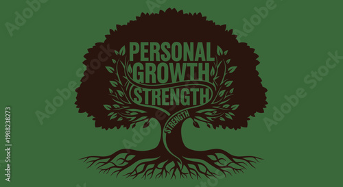 Illustration Representing Personal Growth, Strength Symbolized By a Majestic Tree
