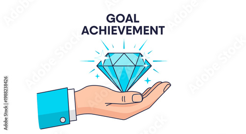 Illustrative Goal Achievement Concept Featuring Hand Holding Diamond, Success Visualization