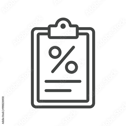 Simple Line Drawing Percentage Sign on Clipboard Document Icon