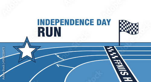 Independence Day Run Celebration With Finish Line And Star
