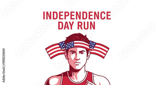Independence Day Run Celebratory Graphic Depicting an American Patriot Ready To Compete