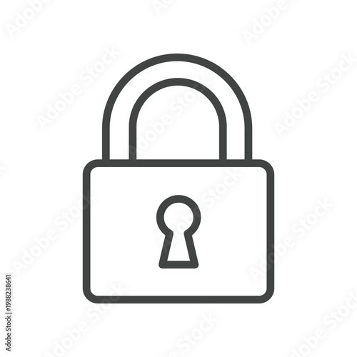 Simple Line Style Padlock Outline Protection System Security Icon