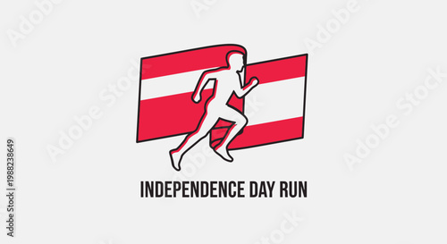 Independence Day Run Symbolizing National Pride and Athleticism Depicted in Minimalist Form