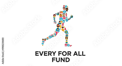 Inclusive Diversity And Community Harmony Illustrated Through A Dynamic Running Figure