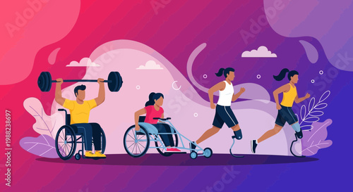 Inclusive Fitness and Sports: Inspiring Illustrations of Athletes with Disabilities Achieving Goals