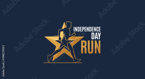 Independence Day Runner Graphic Emblem Celebrates Patriotism And Athleticism