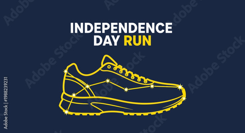 Independence Day Running Event Featuring A Conceptual Illustrated Shoe and Celestial Elements