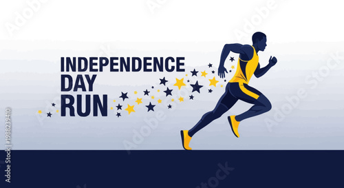 Independence Day Run: Dynamic Athlete Silhouette, Celebrating Freedom and Motion Vigorously