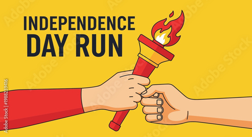 Independence Day Torch Run: Symbol of Patriotism and Competitive Spirit on Yellow Backdrop