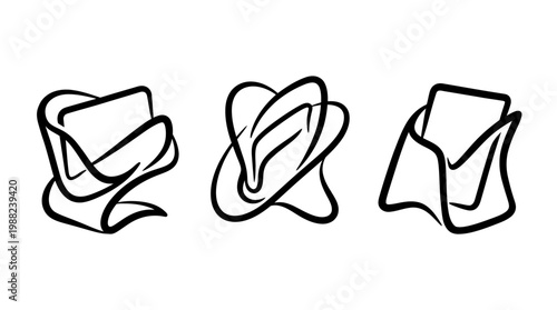 Abstract Line Art of Three Unique Paper Holders.