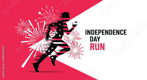 Independence Day Run: Celebrate Freedom With Artistic Runner Silhouette and Fireworks