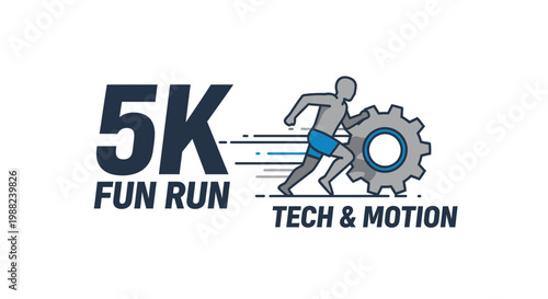 Innovative 5K Fun Run Logo: Merging Technology and Movement in Unique Design