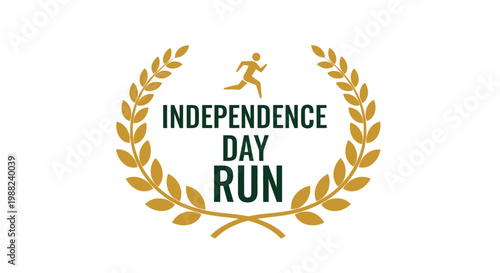 Independence Day Run Logo Featuring Runner and Laurel Wreath Emblem Design