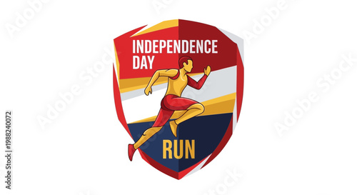 Free Download Independence Day Run Logo with Patriotic Design and Athlete Illustration - GFXLoad
