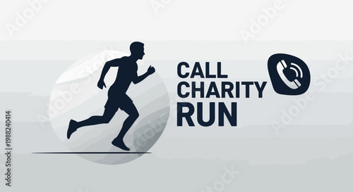 Inspiring Call Charity Run Initiative with Silhouette, Icon, and Messaging on Neutral Shades
