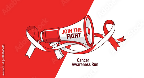 Inspiring Cancer Awareness Design with Ribbon and Megaphone Symbolizing Hope and Support