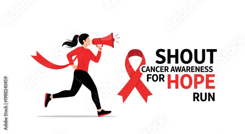 Inspiring Cancer Awareness Illustration With a Determined Runner and a Powerful Message