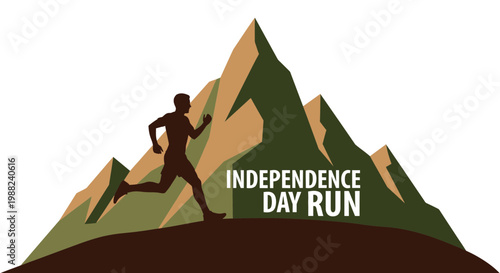 Independence Day Run: Silhouette Of a Runner On a Mountain, Celebrating Freedom