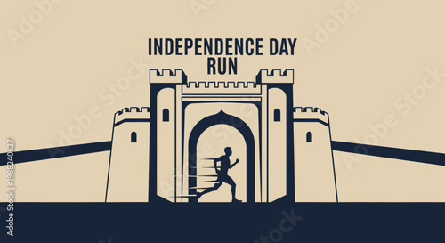 Independence Day Run: Silhouette of Runner Entering a Gate, Symbolic of Freedom and Progress