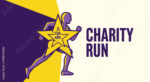 Inspiring Charity Run Depicting a Runner Holding a Star Symbol of Hope and Encouragement