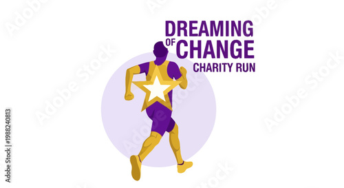 Inspiring Charity Run Depicting a Runner with Star Symbol Under the Dreaming of Change