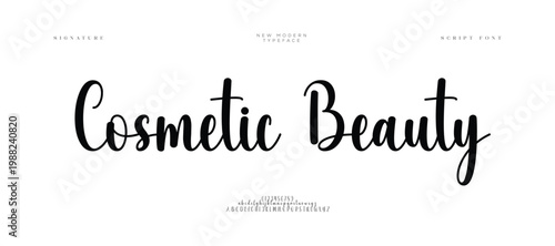 Cosmetic beauty signature Font Calligraphy Logotype Script Brush Font Type Font lettering handwritten.Typography typeface uppercase lowercase and number. vector illustration



