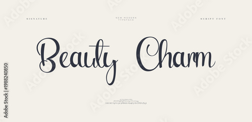 Beauty charm Script Handwritten Alphabet Font. Typography typeface uppercase lowercase and number. vector illustration

