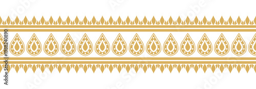 Gold ethnic border ornament. Geometric ethnic oriental seamless pattern. Stripe vector illustration. Native American Mexican African Indian tribal. Design border, textile, fabric, clothing, carpet.