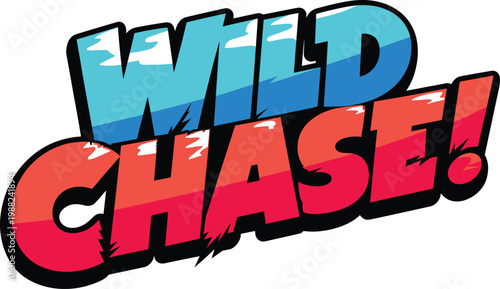 Colorful comic style wild chase text with bold letters