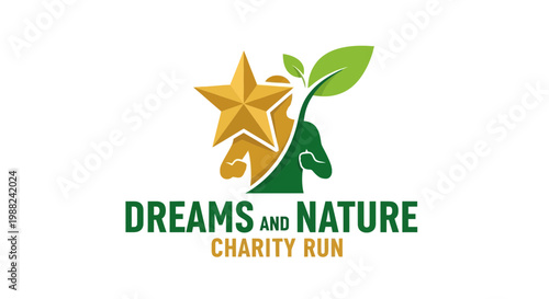 Inspiring Charity Run Logo Celebrating Dreams Growth and Nature's Bounty