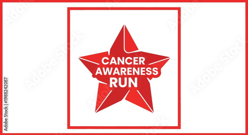 Inspiring Visual Promoting Cancer Run Event Featuring Vibrant Red Star Design