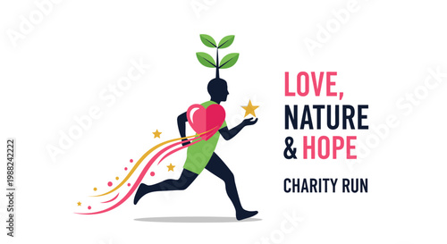 Inspiring Charity Run Visual Embodying Love, Nature, Hope, and Community Spirit in Motion