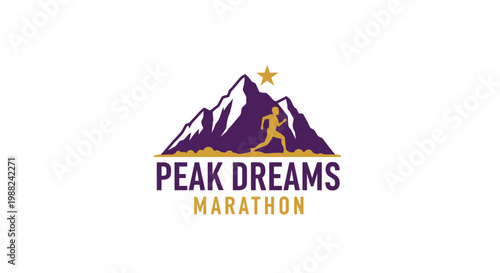 Inspiring Marathon Imagery Featuring Person Running Towards Mountain Peak and Reaching Star