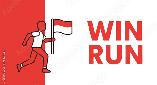 Inspiring Patriotic Figure Running With Flag and Strong Message of Triumph