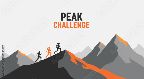 Inspiring Peak Challenge Graphic Depicting Courage, Ambition, and Achievement Through Athletics