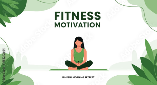 Inspiring Wellness: Peaceful Fitness Motivation Graphic With Botanical Elements Design