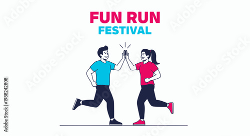 Joyful Runners Celebrate At Fun Run Festival With Cheerful High Five Gesture