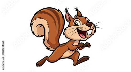 Joyful Squirrel Running With Exuberance Depicted With Cartoonish Illustration