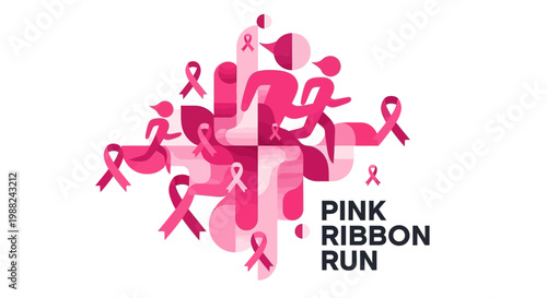 Inspiring Pink Ribbon Run Logo Design Demonstrating Hope, Support, And Community Involvement
