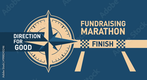 Inspiring Fundraising Marathon Concept With Direction Symbol Design And Finish Line