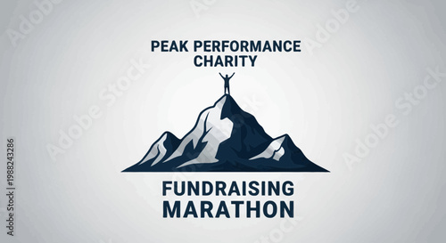Inspiring Fundraising Marathon Concept With Silhouette Of A Reaching Individual On A Mountain Peak